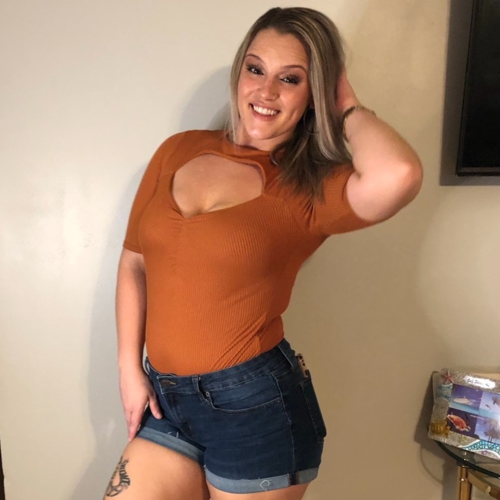 Burnt Orange Cutout Bodysuit